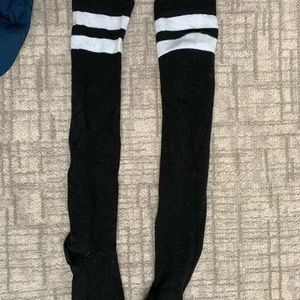 High black socks with white stripes